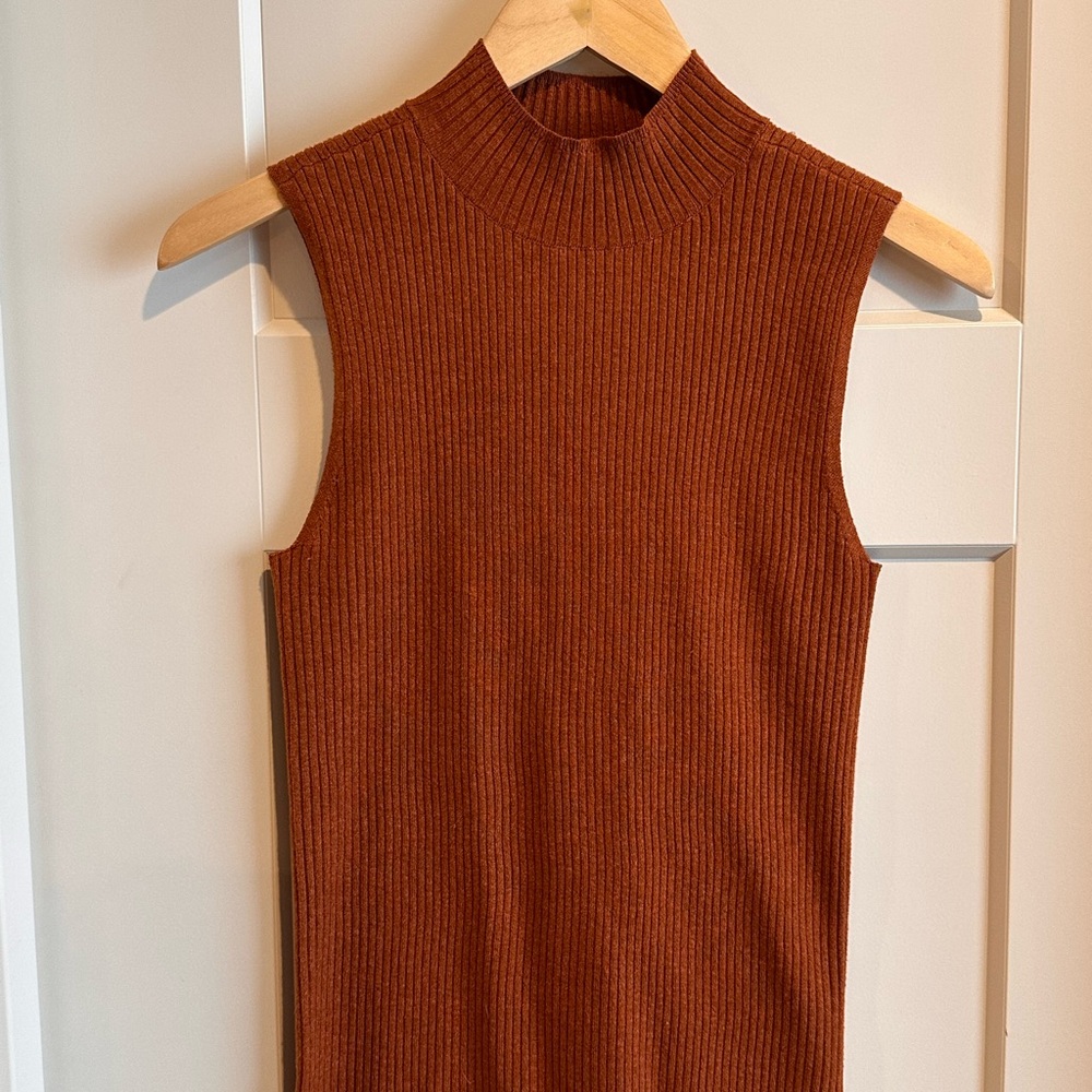 LOFT Rust Sleeveless Ribbed Knit Top - Picture 4 of 6